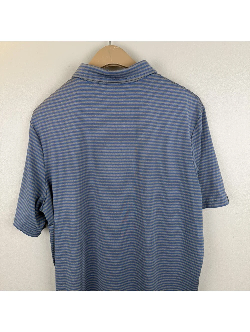 RLX Ralph Lauren Golf Polo Shirt Mens Large Blue Gray Striped Performance Knit L